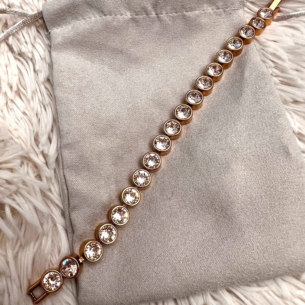 Marked TCS Touchstone Crystal Swarovski Rose Gold Ice Bracelet 💖